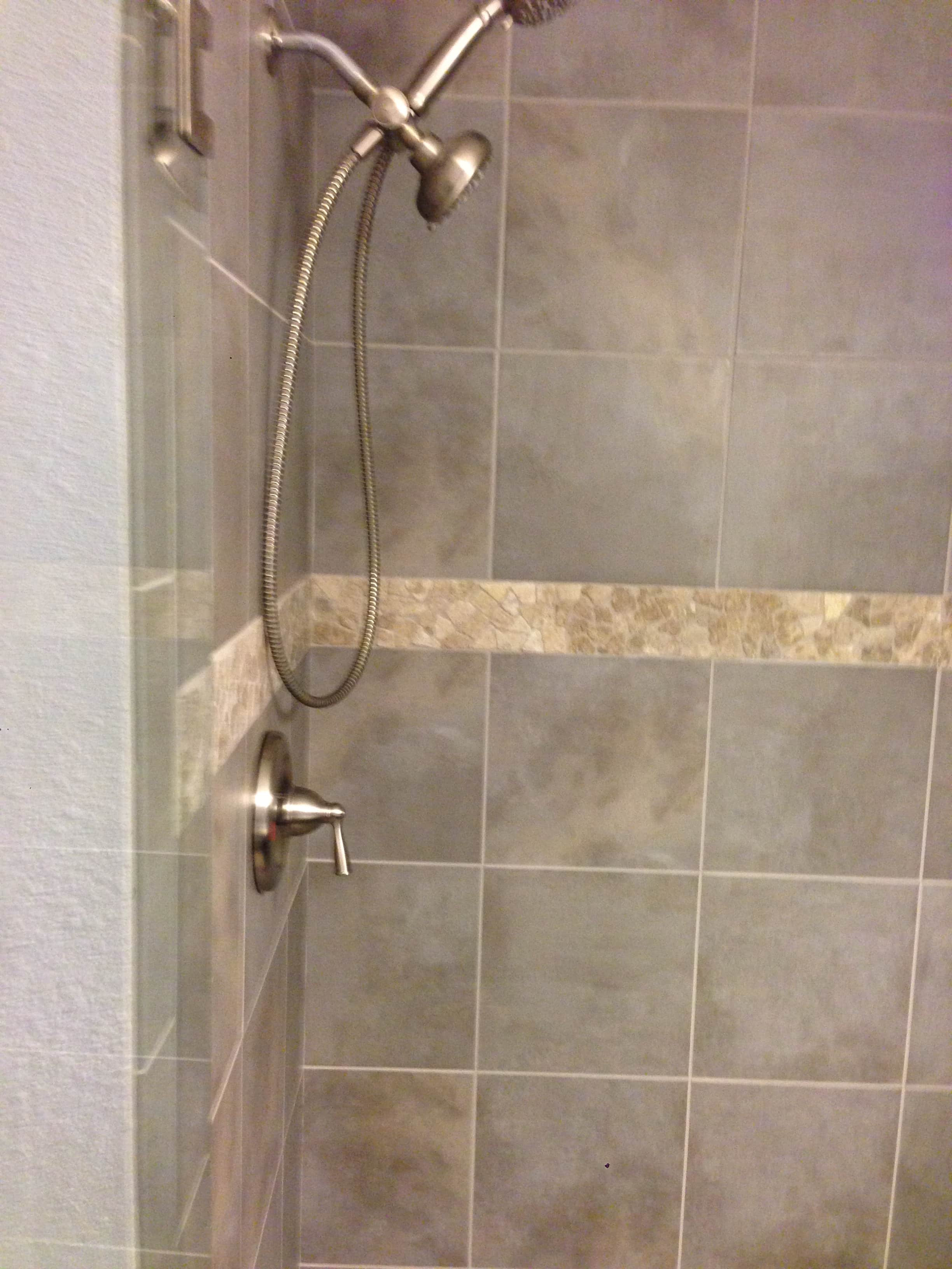 Tile Shower Enclosure with Stone Shower Pan